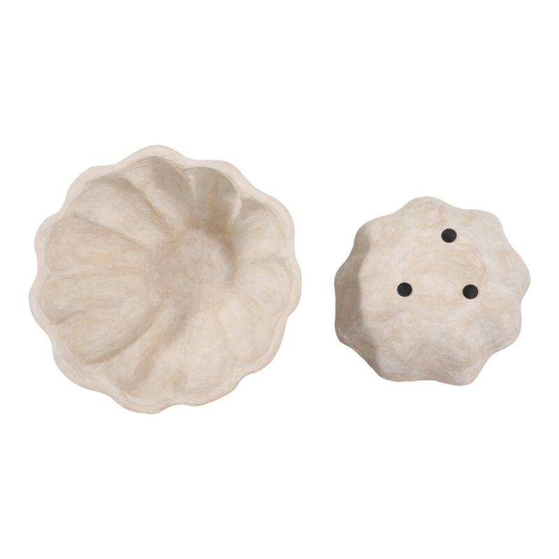 Pottery Planters Scalloped Edge Home Garden (Set of 2) - 15/18" White - 18.25" x 18.25" x 9.75"