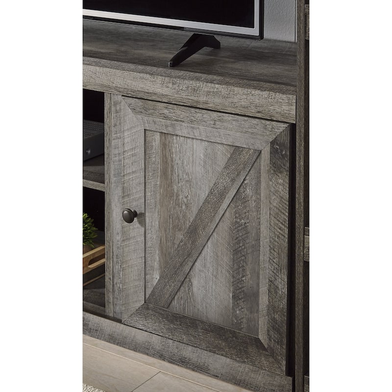 Signature Design by Ashley Wynnlow Gray 60" TV Stand for TVs up to 69" with Electric Fireplace - 60"W x 15.5"D x 24.5"H