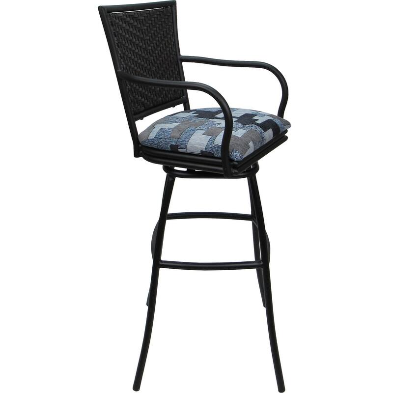Outdoor Indoor Bar Stool Counter, Extra Tall - Erin with Arms - Craftsman Flint - Black - Extra Tall