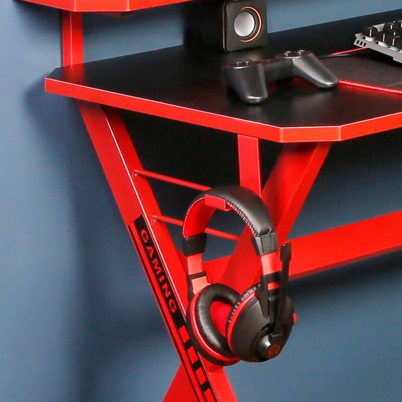JJS 48" Home Office X-Shaped Gaming Computer Desk with Removable Monitor Stand