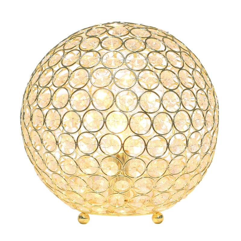 Metal Sphere Table Lamp - 10" Round Orb Light for Living Room, Bedroom Decor - Gold Finish