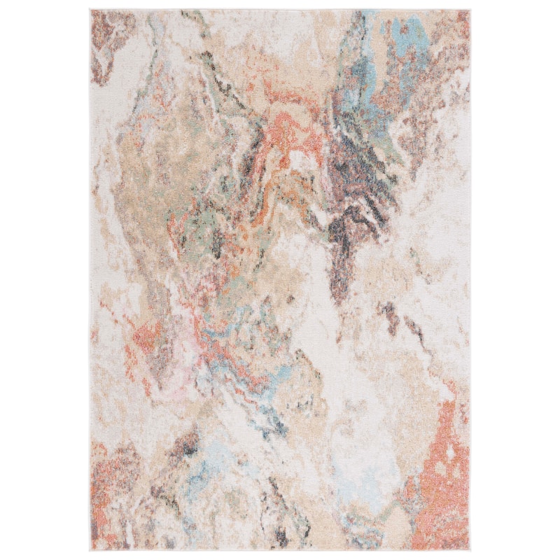 SAFAVIEH Phoenix Hetty Modern Abstract Rug - 6'7" Square - Ivory/Gold Rust