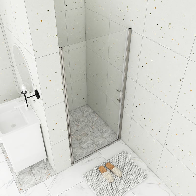 30/32/34/36 Inch Semi-Frameless Pivot Shower Door with Clear Tempered Glass