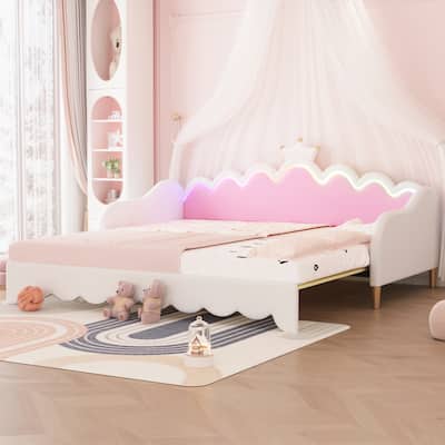 Twin Size Tufted Daybed with Trundle and Rivet Design