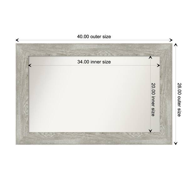 dimension image slide 70 of 113, Dove Greywash Framed Non-Beveled Custom Wall Mirror, Bathroom Vanity Mirror