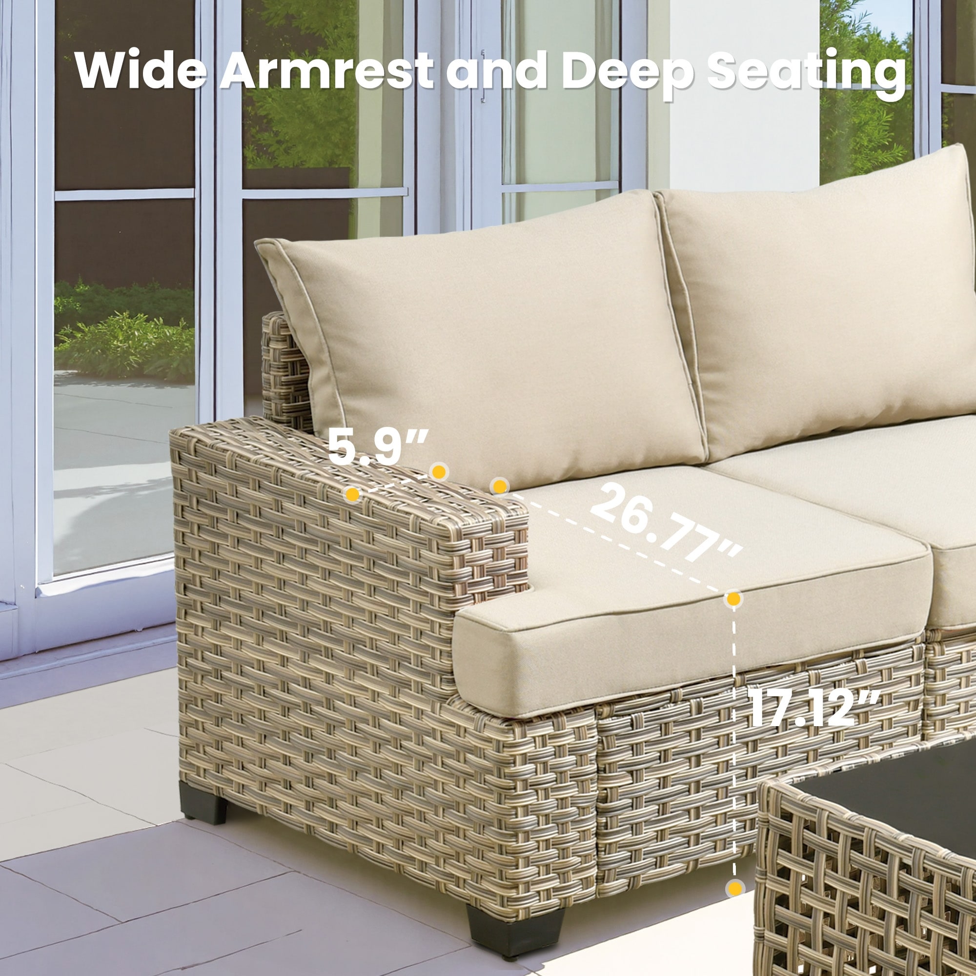 XIZZI 6-Piece Outdoor Wicker Furniture Set with Coffee Table