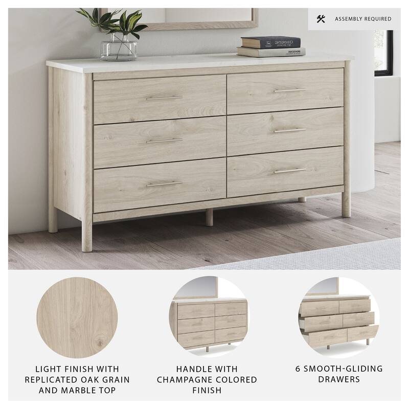 Signature Design by Ashley Cadmori Beige/White Dresser and Mirror