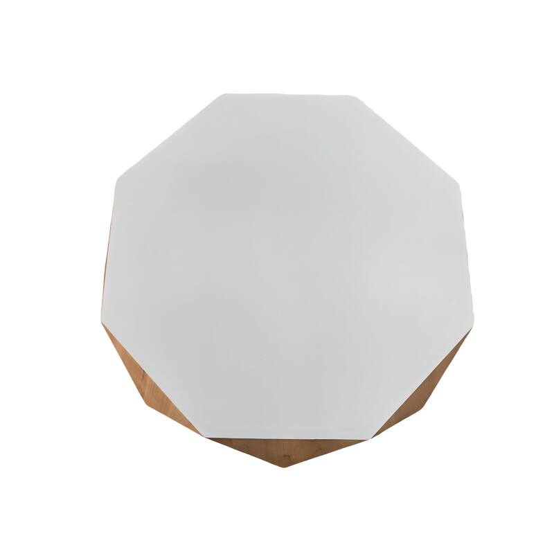 38"Three-dimensional Embossed Pattern Design American Retro Style Coffee Table,White