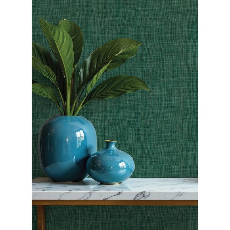 A-Street Prints Alba Evergreen Open Weave Wallpaper