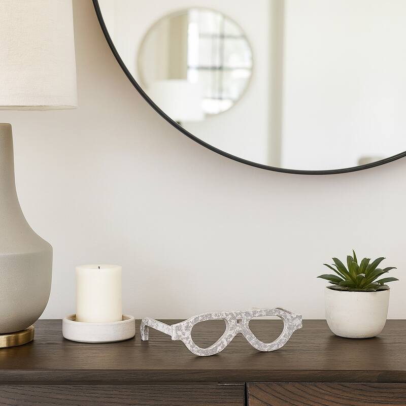 Stone Decorative Eyewear Design Sculpture Trendy Valencia Design - 9" x 8" x 3" - Ivory