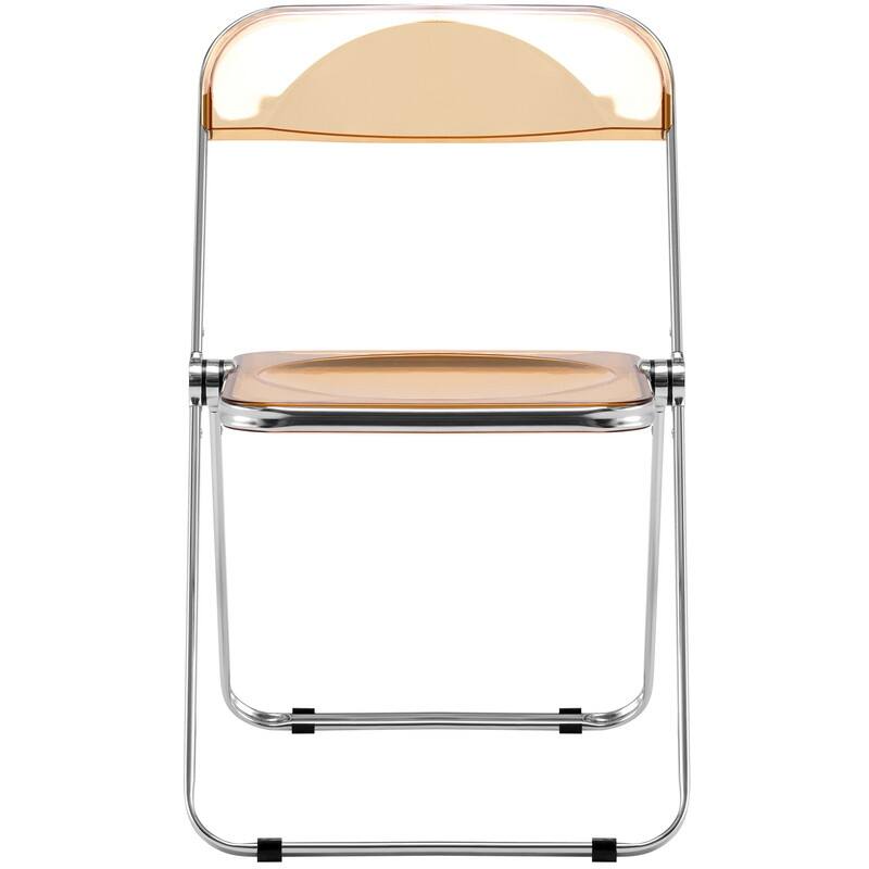 Lawrence Modern Clear Acrylic Transparent Folding Chair with Chrome Steel Frame for Condos and Apartments Set of 4 - 30"