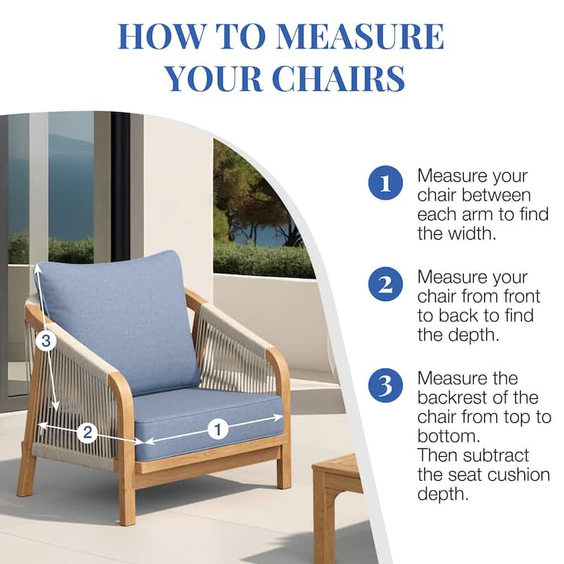 24''Wx24''Dx20''H Patio Premium Sunbrella Outdoor Seat Cushions Set (Seat & Back)