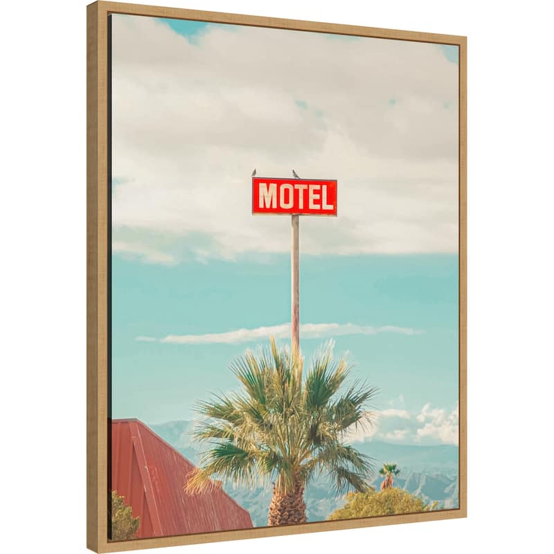 This Motel is for the Birds by Tom Windeknecht Framed Canvas Wall Art Print - Sylvie Natural