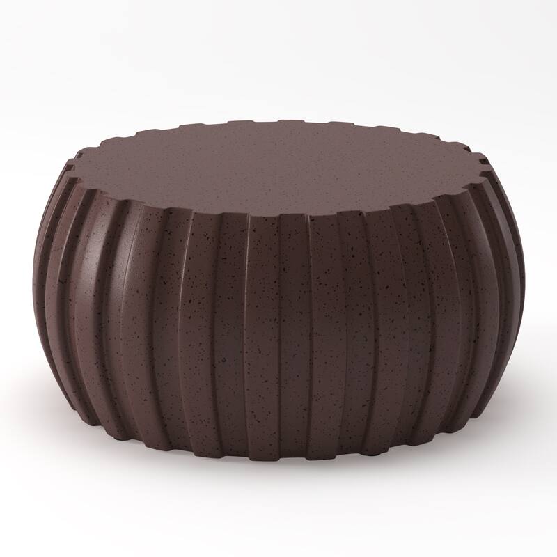 GDFStudio Sylas Magnesium Oxide Coffee Table for Indoor & Outdoor with Stylish Round Design