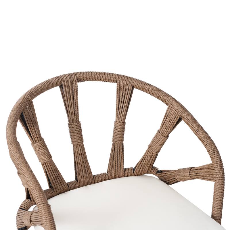 Contemporary Outdoor Set, 5 Piece Outdoor Dining Furniture Sets with PE Rattan Chairs and Plastic Wood Table for Patio