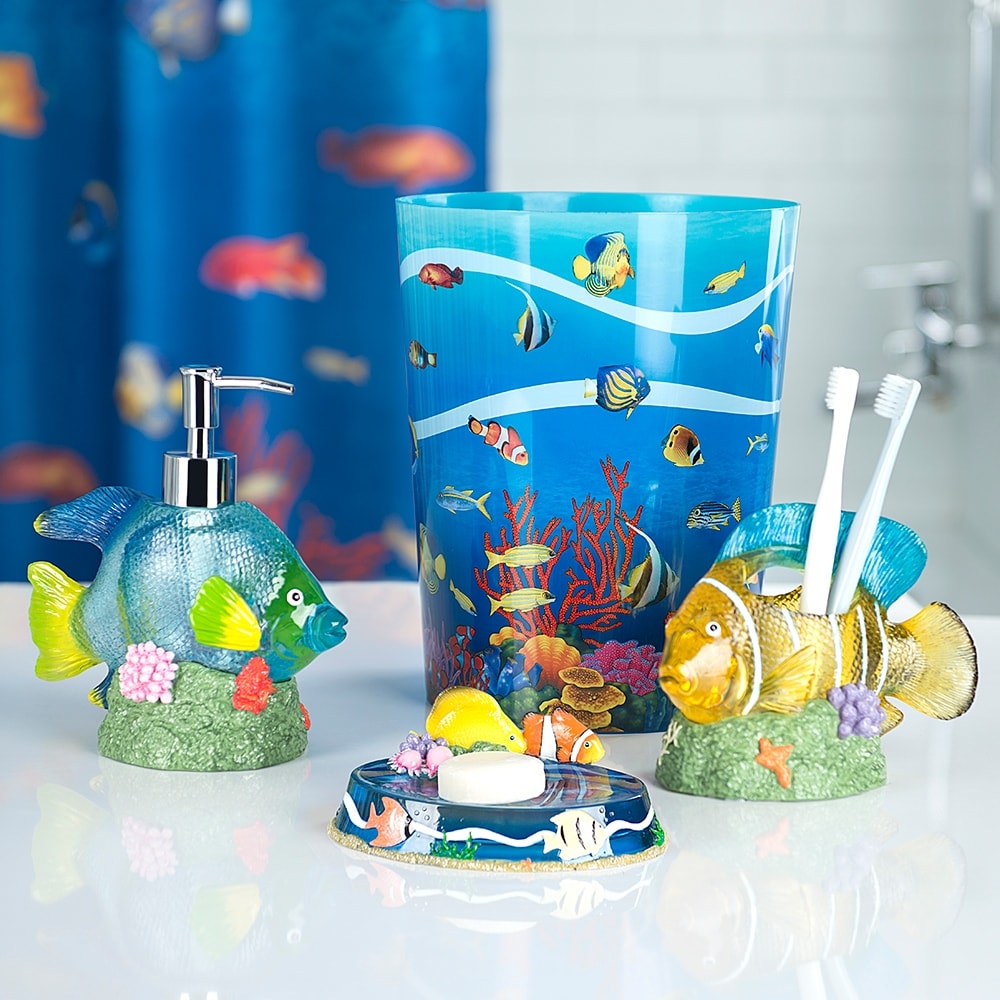 Under The Sea Lotion Pump/Toothbrush Holder/Soap Dish/Wastebasket 4PC Set - 4 Piece Set