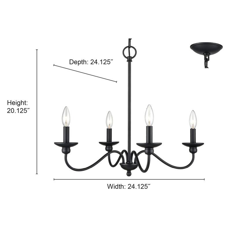 Millennium Lighting Delvona 4 Light Chandelier in Matte Black