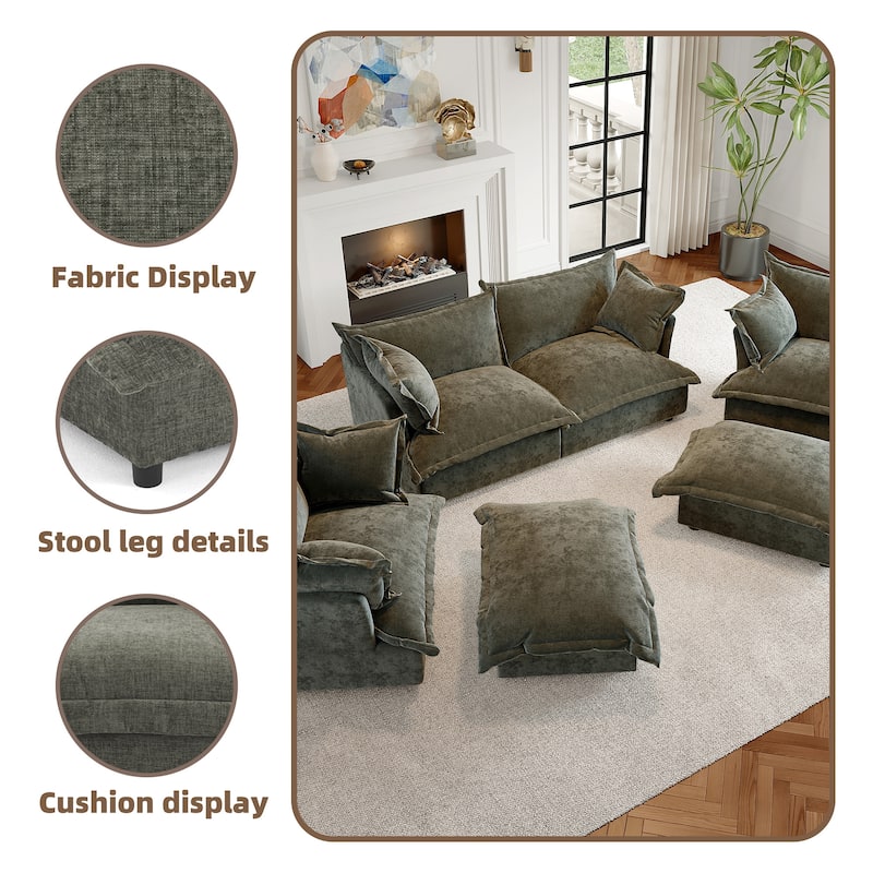 Cloud Chenille Upholstered Modular Sectional Sofa