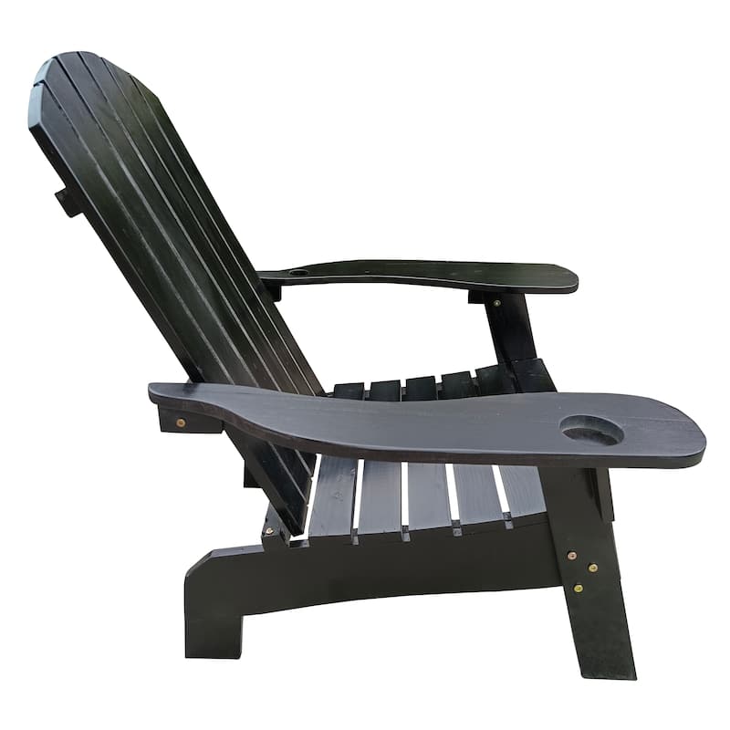 Black 33.46" Arm Chair with Wood Frame and Umbrella Hole