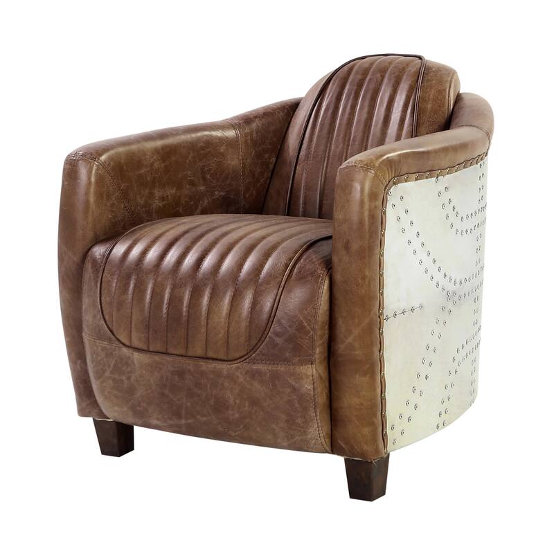 Bailee Retro Brown and Aluminum Accent Chair