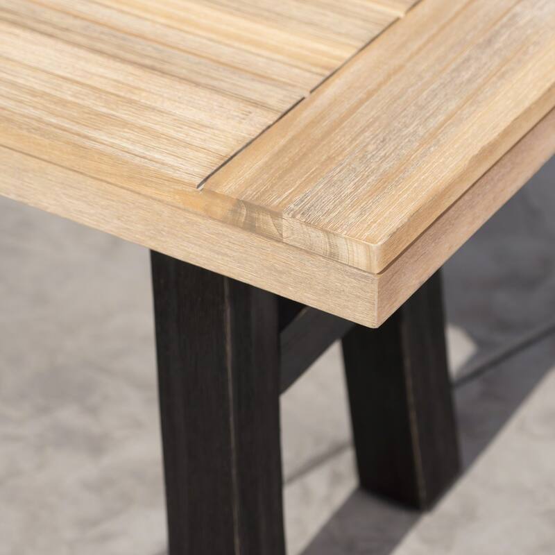 Philippa Outdoor 6 Seater Acacia Wood Dining Set with Wicker Stacking Chairs by Christopher Knight Home