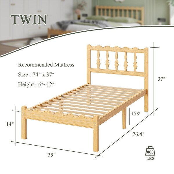 Eco - Friendly Premium Bamboo Bed Frame with Headboard, Easy