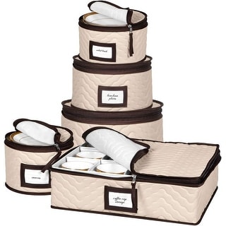Dinnerware Storage Organizer 5-Piece Set for Fine China, Plates, Saucers, Bowls, Tableware Cups & More.