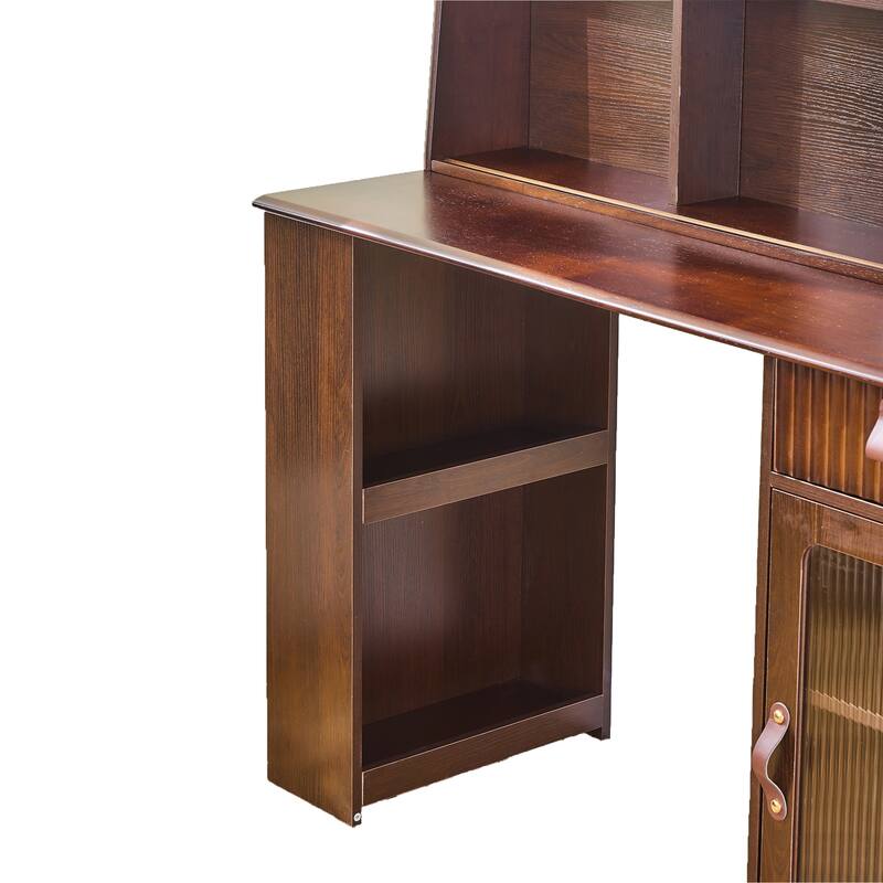Elegant Makeup Vanity Desk With 3 Modes Adjustable Lighted Mirror, Dressing Table Set With Large Shelves, Drawer And Canbinet