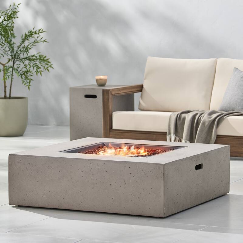 Santos Outdoor 40-in. Propane Firepit by Christopher Knight Home - Light Grey