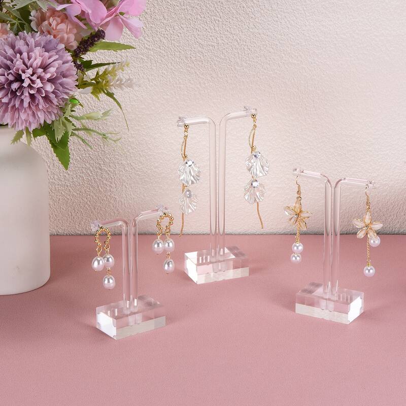 3"/4"/5" Height Acrylic Earring Display T Stand Jewelry Storage Rack - Clear
