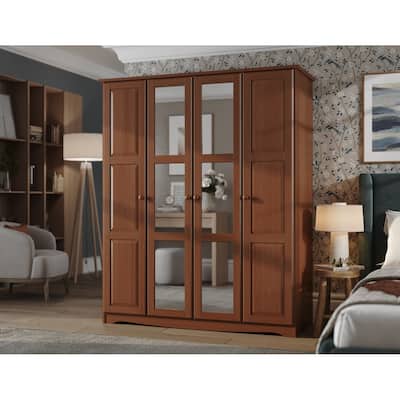 100% Solid Wood Regal 4-Door Wardrobe Armoire by Palace Imports