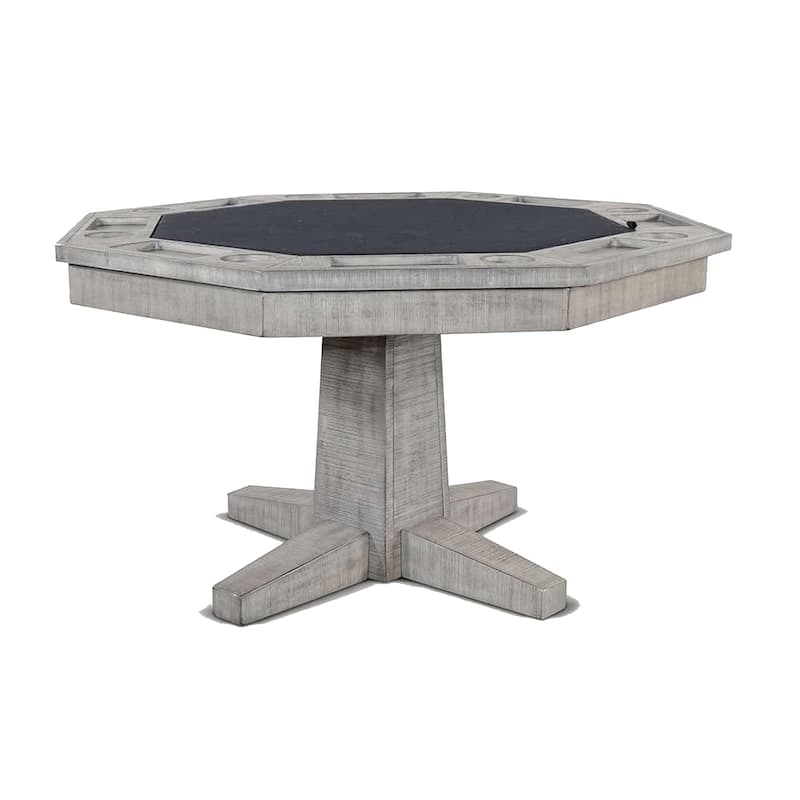 Zeka Game Table w Reversible Dining Top, Gray Mahogany Wood 53 Inch