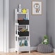 preview thumbnail 1 of 19, RiverRidge Kids 4-Tier 13in Ladder Shelf Toy Organizer with 3 Open Display Shelves - White with Two 5" Fabric Bins Black