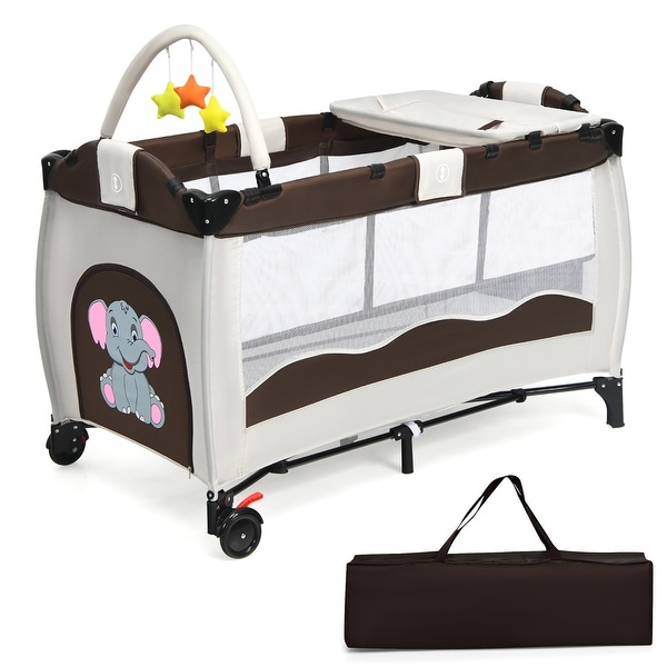 Lightweight Portable Foldable Travel Crib Easy to Pack and Install with Comfortable Mattress and Oxford Carry Bag for Infant Toddler Newborn Baby Playpen 