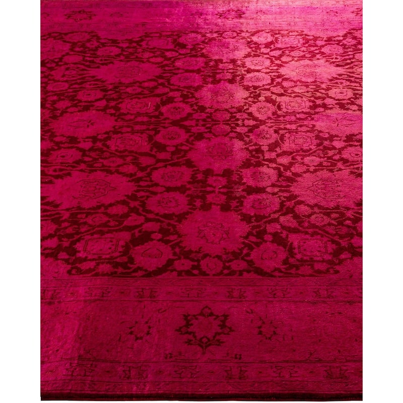 Overton Hand Knotted Wool Vintage Inspired Modern Contemporary Overdyed Pink Area Rug - 6' 1" x 9' 3"