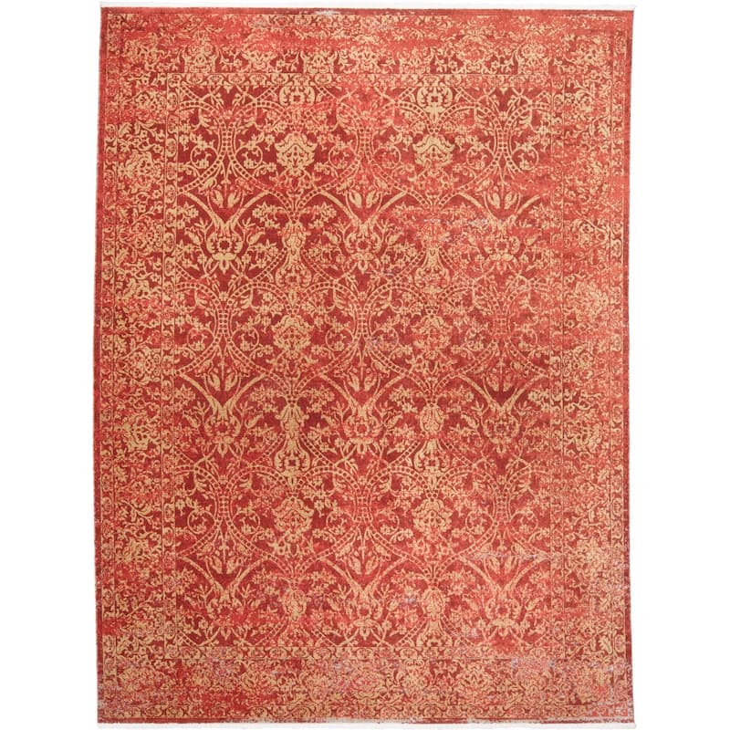 Tessina Distressed Ornamental Rug, Red/Gold/Orange, Area Rug - 7'-8" x 9'-7" - Emberglow Orange/Red Clay/Straw Gold