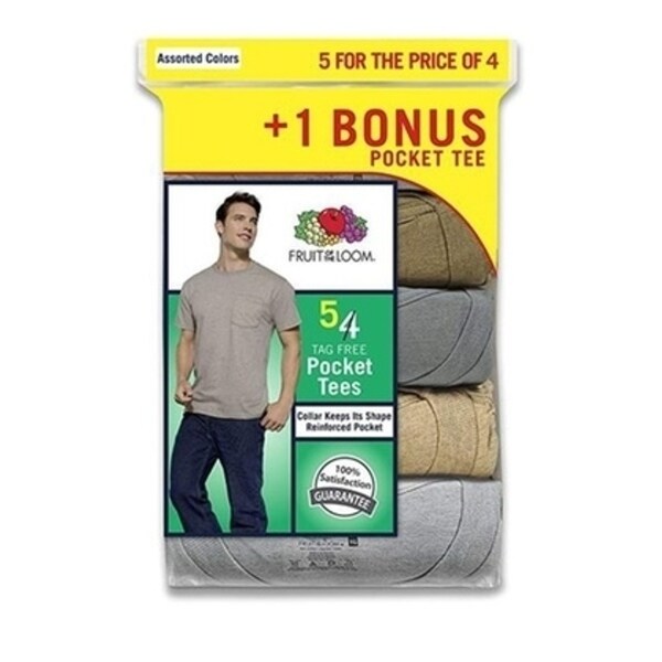 Shop Fruit of the Loom Men's Pocket T-shirts 5-pack Assorted Colors. - Free Shipping On Orders ...