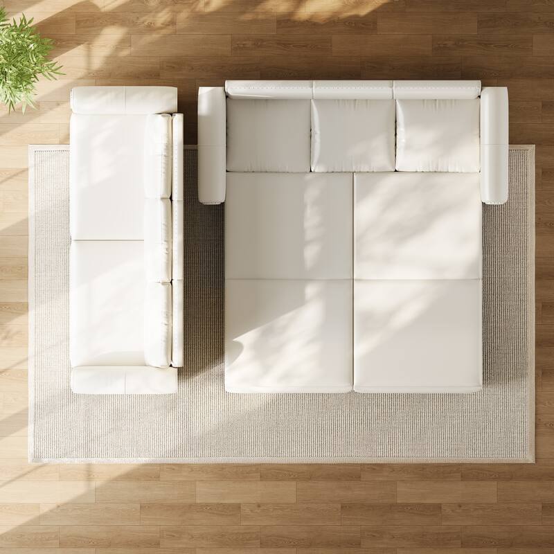 Homy Casa Faux Leather Pull-Out Sofa Bed, 2-in-1 Convert Sleeper Couch