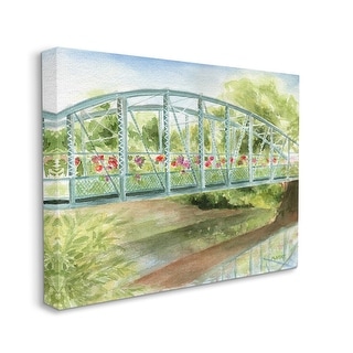 Stupell Floral Road Bridge over Countryside Creek Canvas Wall Art - Bed ...