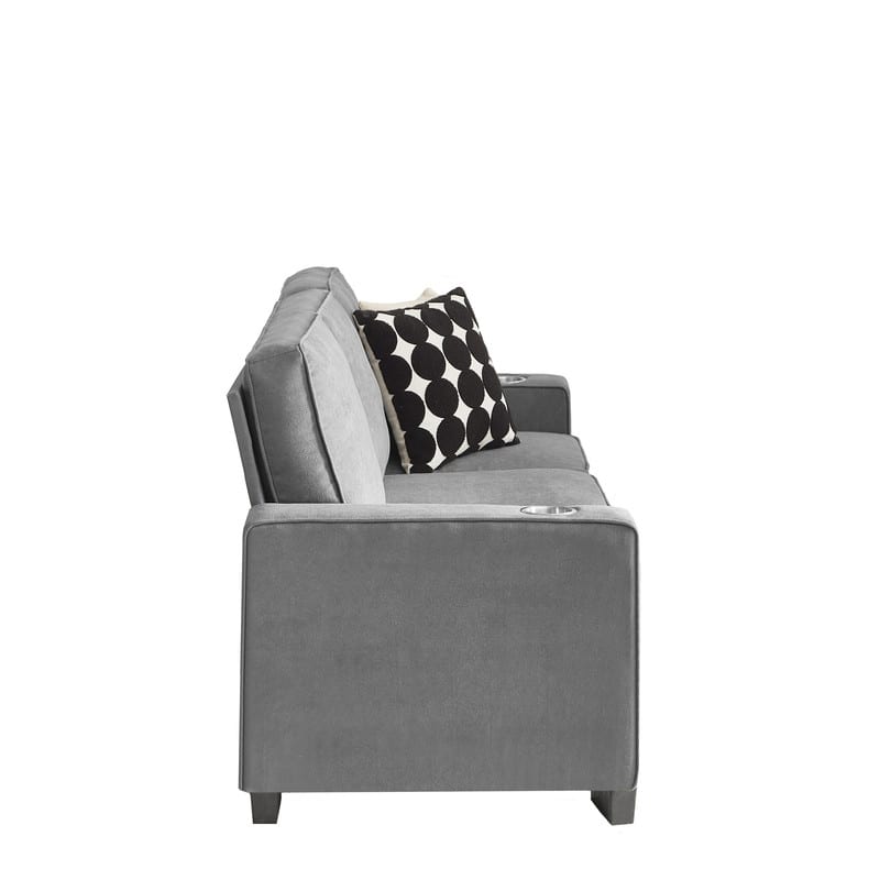 83.86" Modern 3-Seat Snowfleece Sofa - Expandable Couch with Cup Holders for Living Room, Bedroom, Office