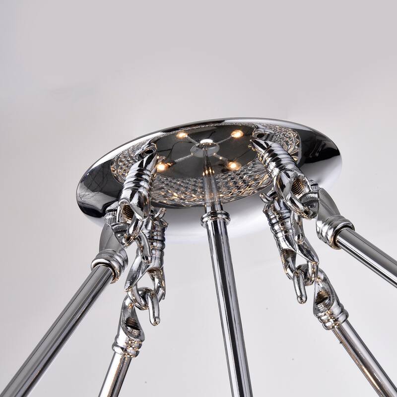 Chrome 4-Light Beaded Drum Crystal Semi Flush Mount