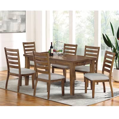 Furniture of America Amelise Brown Solid Wood Rectangle Dining Set