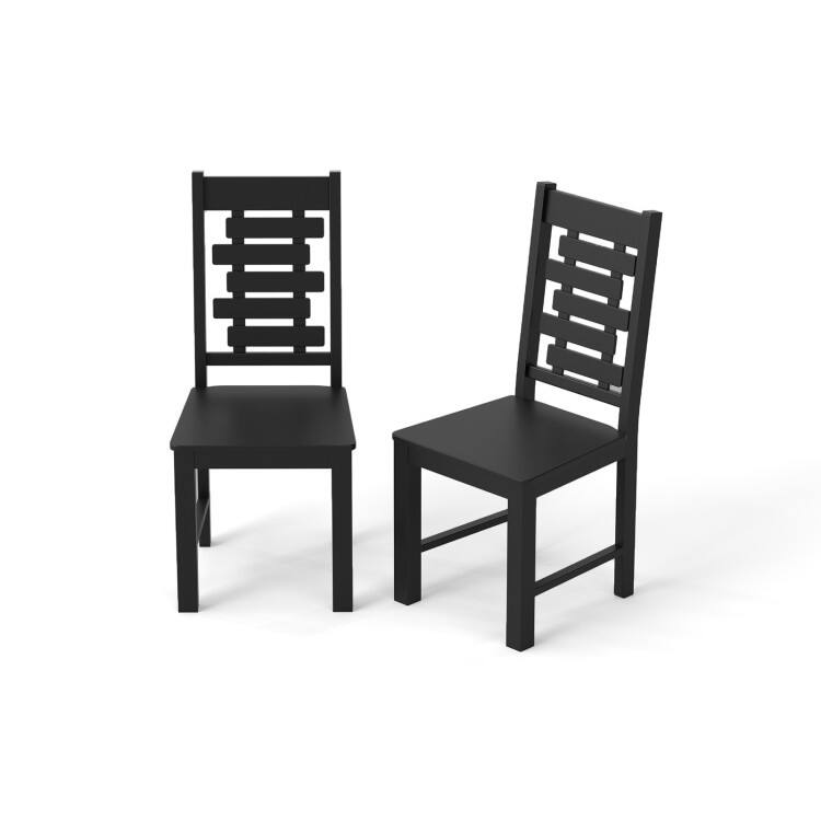 Classic Solid Wood Dining Chairs Set of 2 with High Back and Hollowed Design Vintage Style Kitchen Chairs - 18" x 21" x 39.5"