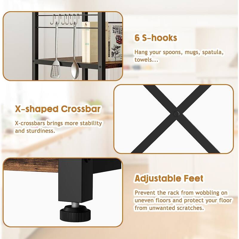 Futzca Kitchen Bakers Rack, Microwave Stand, Coffee Bar