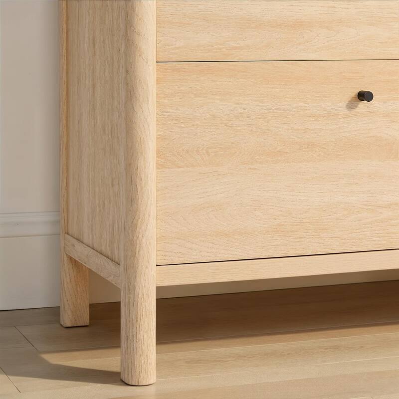 Walker Edison Modern Fluted Glass Bookshelf Cabinet with Drawers