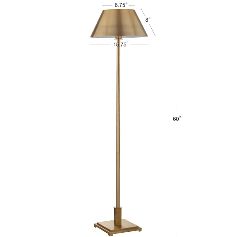 Odette 60" Metal LED Floor Lamp, Brushed Brass by JONATHAN Y - 60" H x 15.75" W x 15.75" D