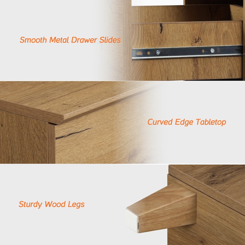 6 Drawers Dresser for Bedroom, Wooden Wide Chest of Drawers