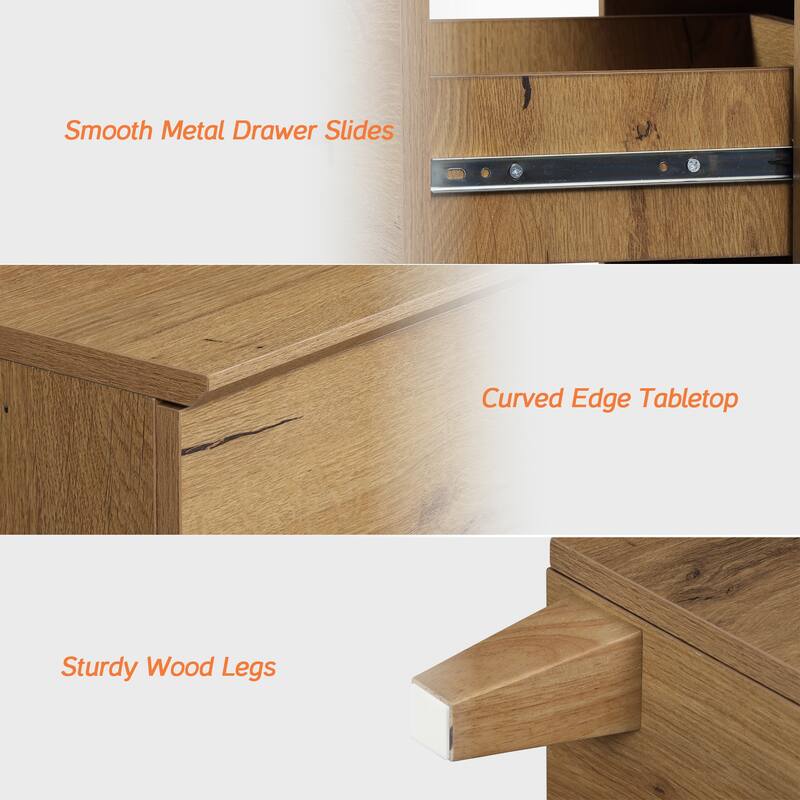 WAMPAT 9-Drawer Wide Dresser and Nightstands Set of 3 for Bedroom