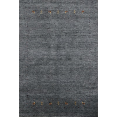 Hand Knotted Oriental 100% Wool Carpet Tribal Animal Pictorial Greys & Charcoal Gabbeh Area Rug - 7' 6'' X 5' 5''