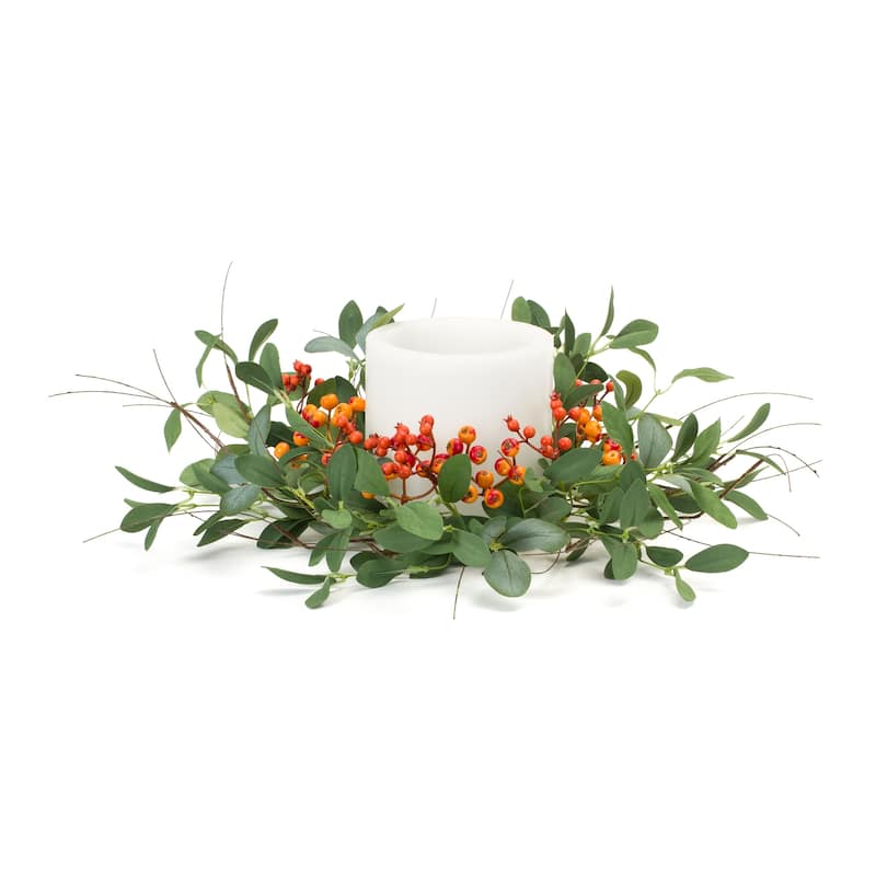 Foliage and Berry Candle Ring (Set of 4)